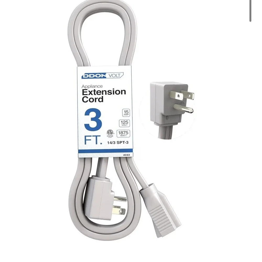 Appliance Extension Cord - 3Ft Heavy Duty Gray 2-pack [i]